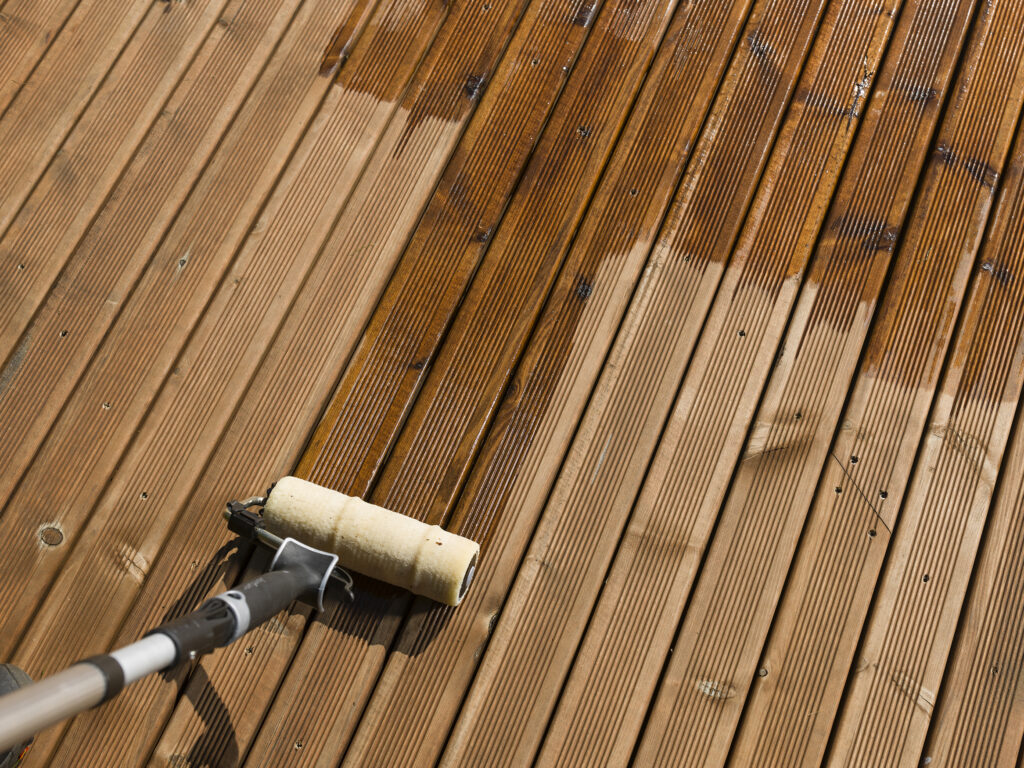 Ruller olje på terrasse