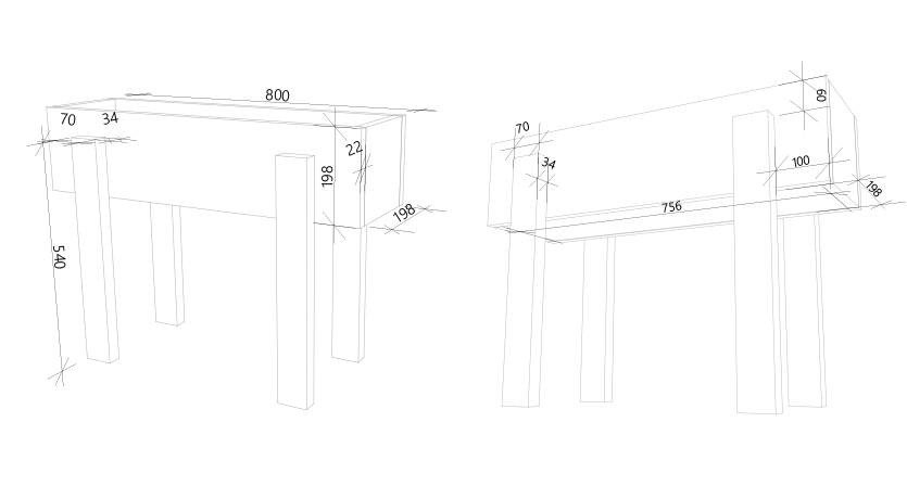 Blomsterkasse tegninger