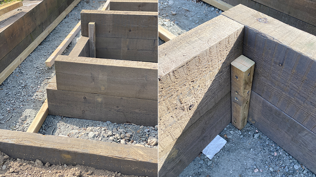 Grønnsakshage: Grønnsakskasser laget av sviller i MøreRoyal grå