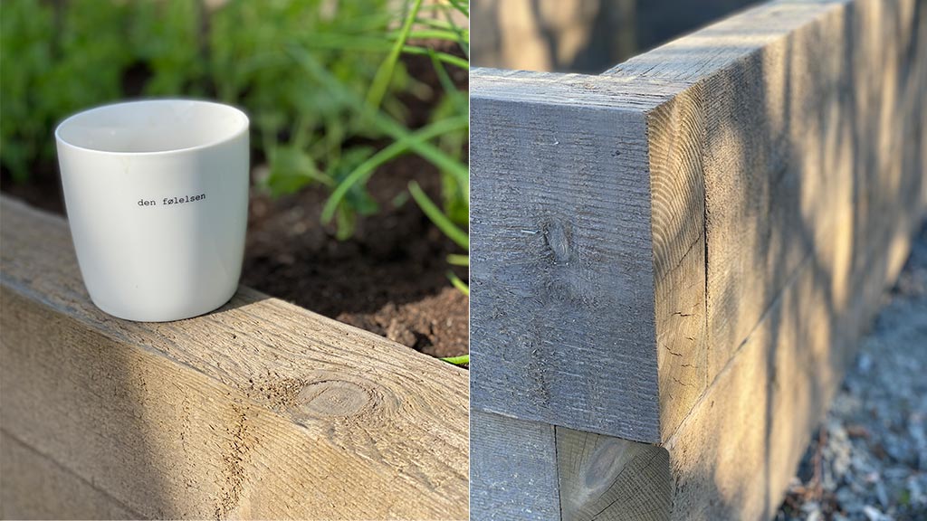 Grønnsakshage: Grønnsakskasser laget av sviller i MøreRoyal grå